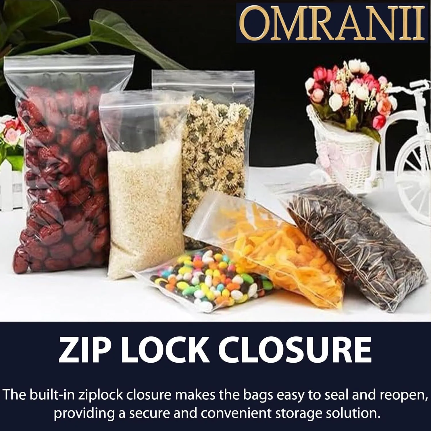 Reclosable Zip Poly Bags, 2Mil 20" X 24" & 100 Bags | LDPE Material, Clear Plastic with Resealable Lock Seal Zipper | Resealable Zip Top Lock For Travel, Storage, Packaging & Shipping