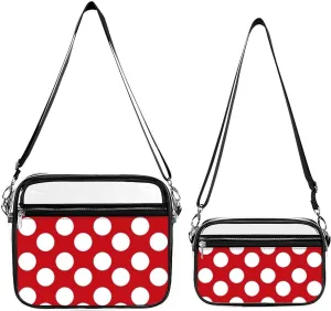 Red And White Polka Dot Transparent Cross Bag Two-piece Set
