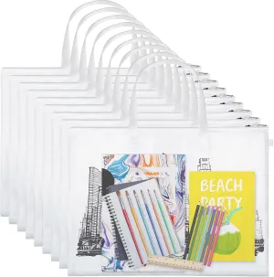 Reginary 10 Pcs 19x25 Inch Art Portfolio Bag Bulk with Zipper and Handle Transparent White Bags for Artworks, Posters, Bulletin Boards Paintings Art Back to School and Storage (White)