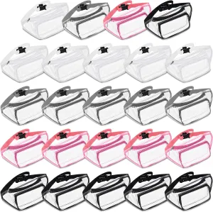 Reginary 24 Pcs Fanny Clear Packs for Women Men Waist Pack Stadium Approved Transparent Bag Waterproof Purse Adjustable Belt Bag for Festival Games Travel(Fresh Color)