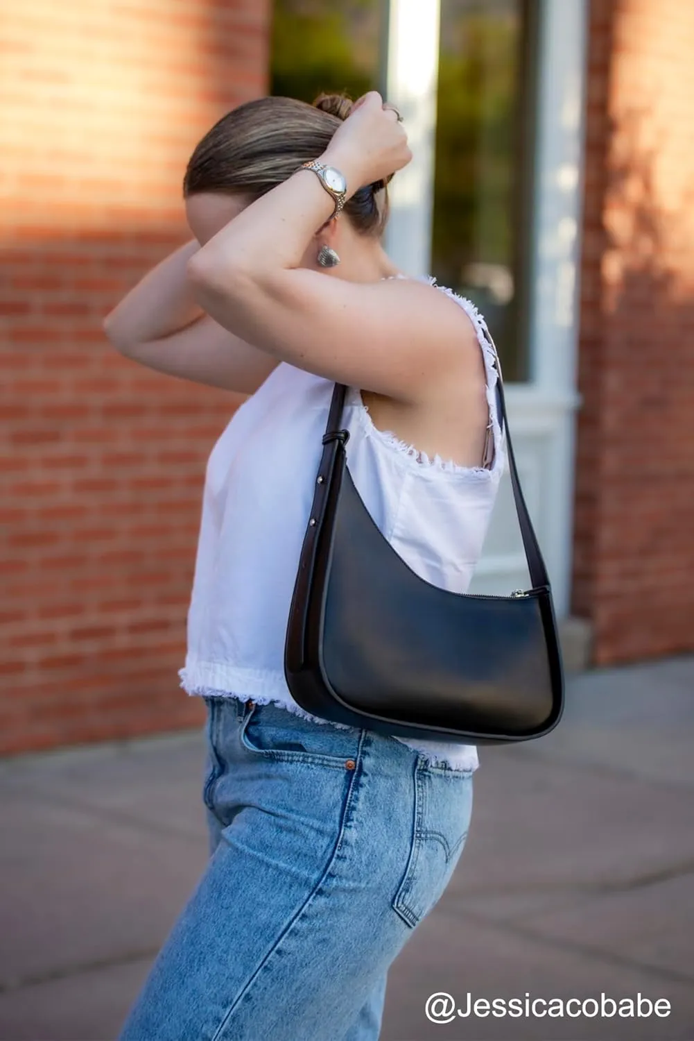 Rejolly Half Moon Bag for Women Underarm Crescent Hobo Bag Shoulder Purse PU Leather Trendy Handbag