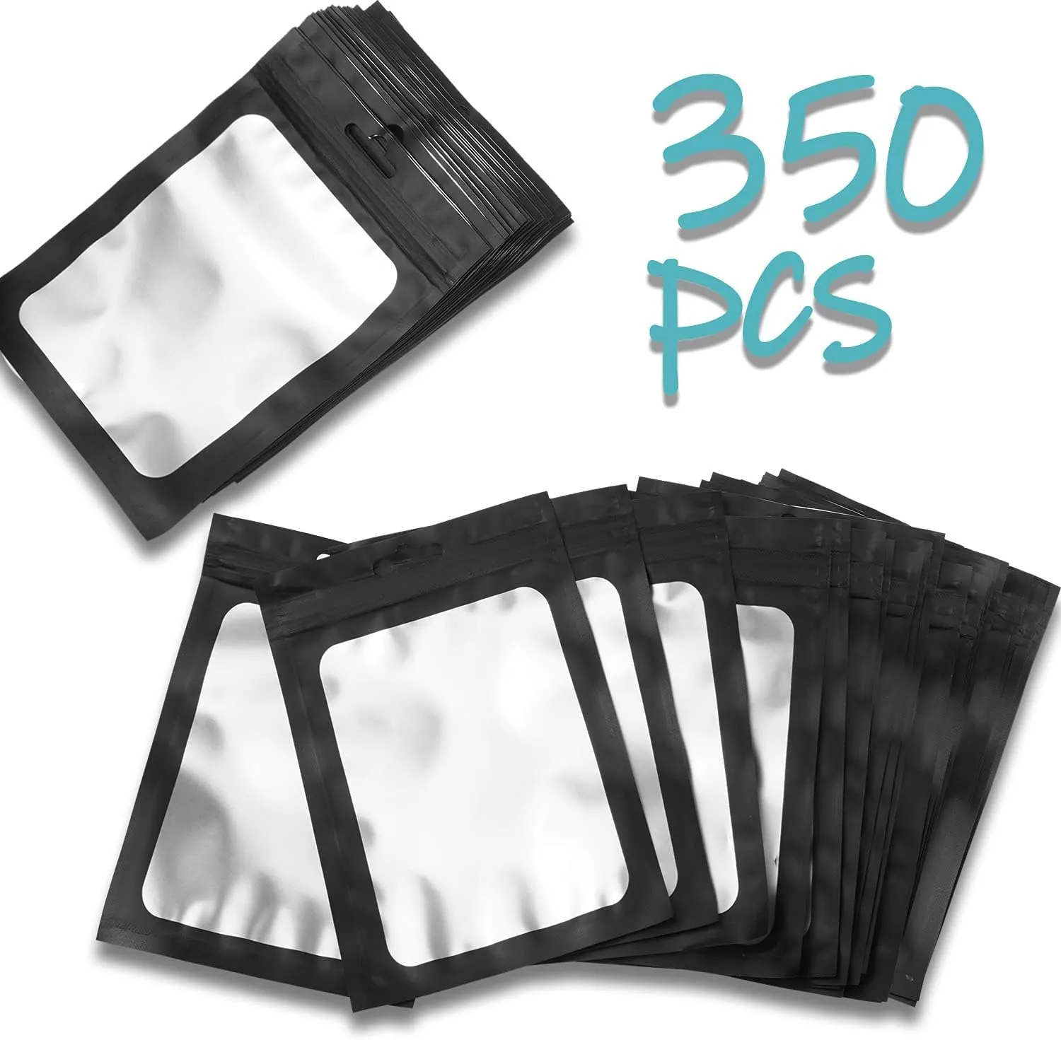 Resealable Bags for Food Storage 350 Pieces Reusable Bags with Clear Window (4×6Inch Black) Edible Sealable Packaging Bags for Small Business Christmas