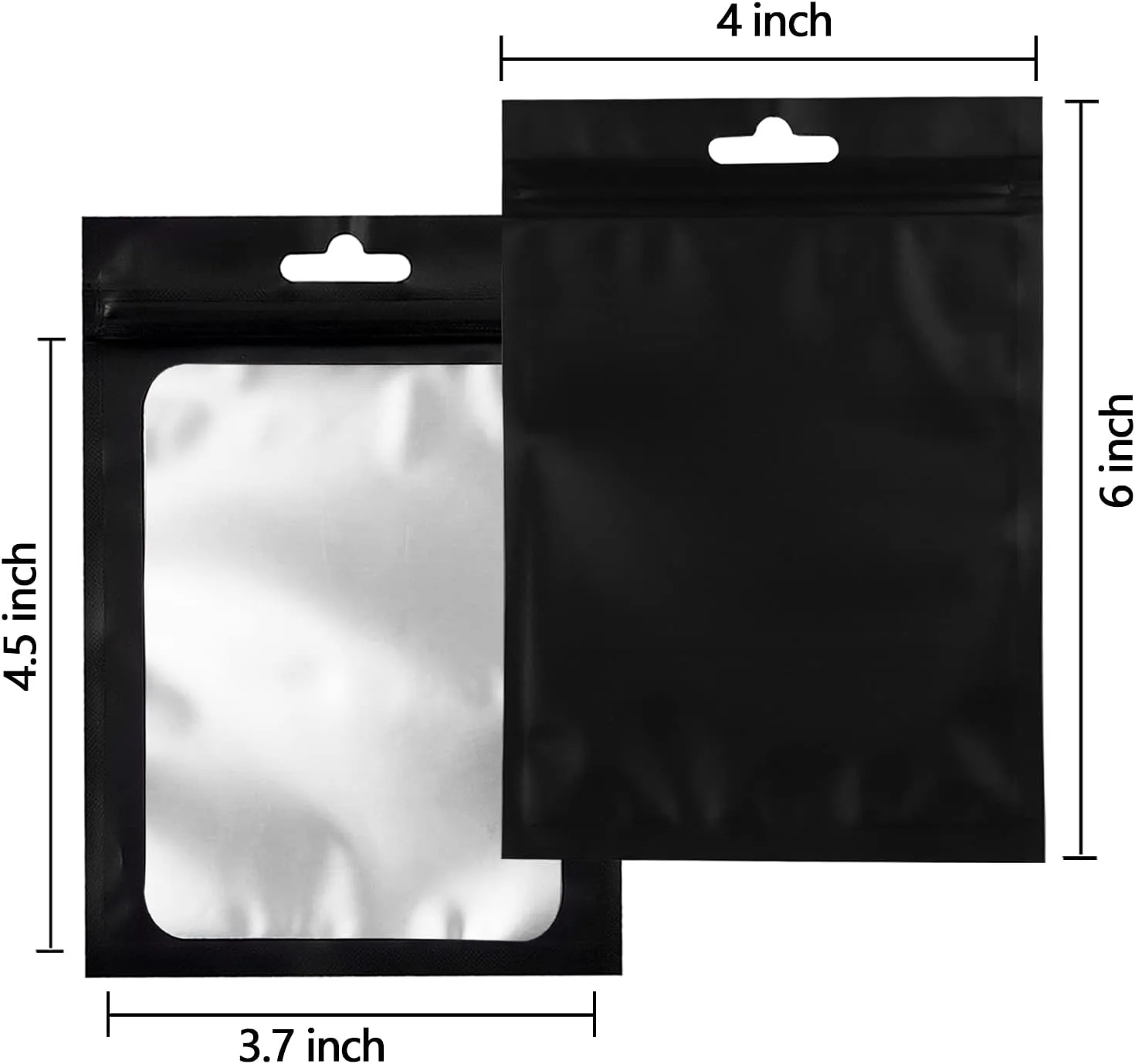 Resealable Bags for Food Storage 350 Pieces Reusable Bags with Clear Window (4×6Inch Black) Edible Sealable Packaging Bags for Small Business Christmas