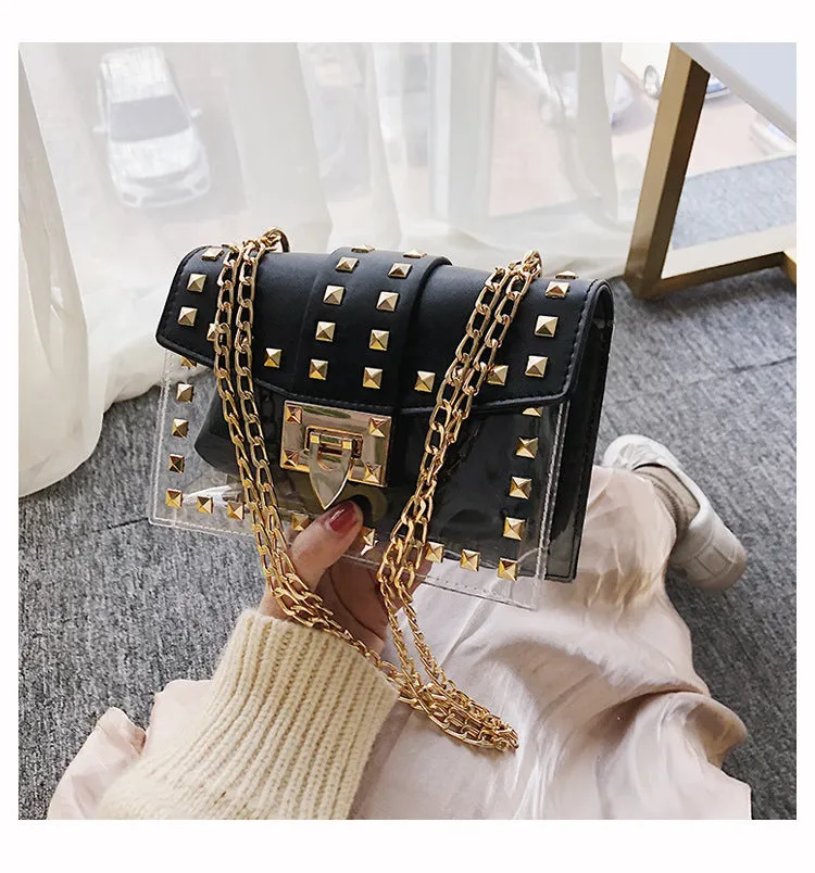 Rivet Transparent Crossbody Bags HB0835