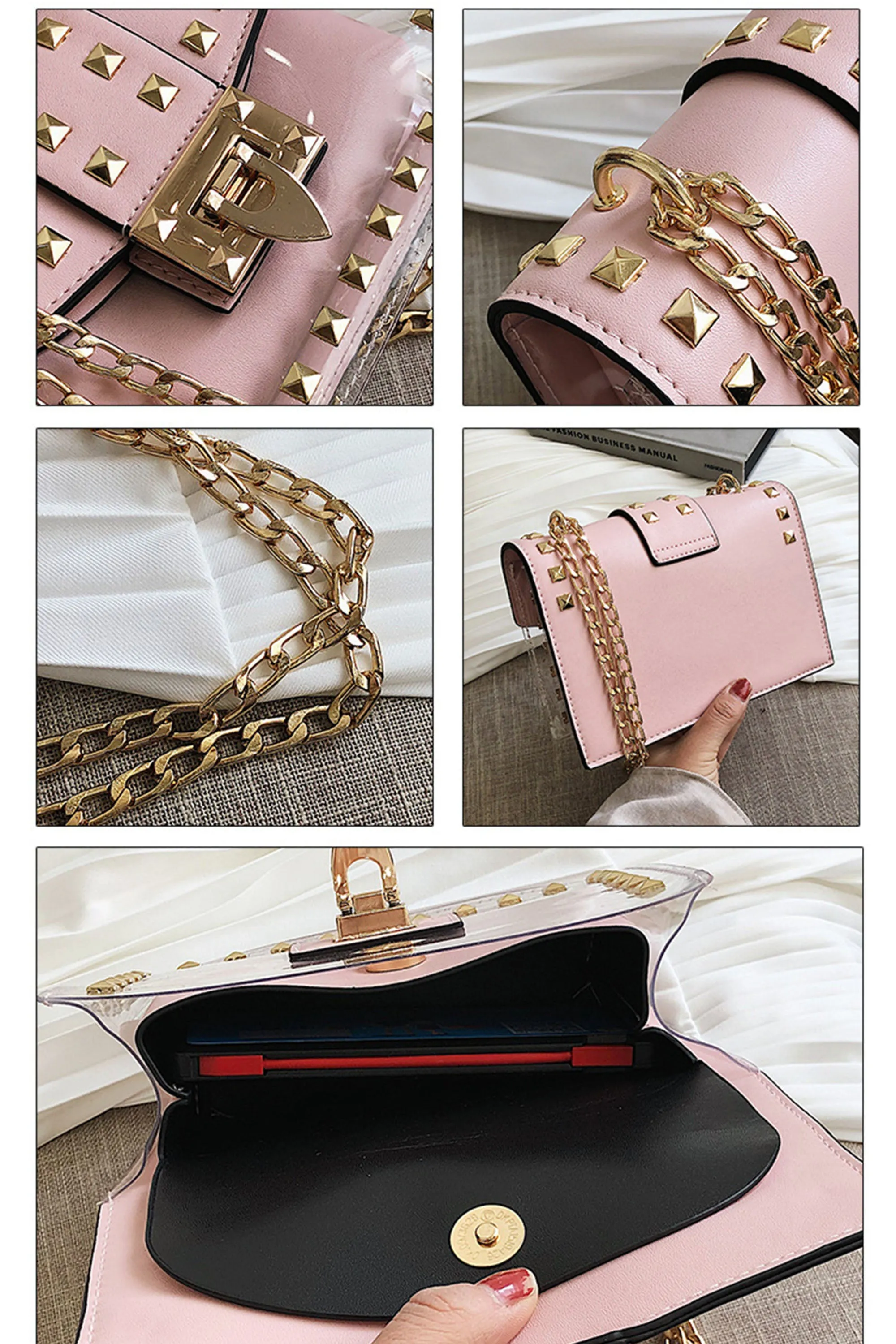 Rivet Transparent Crossbody Bags HB0835