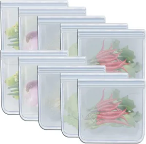 RLAVBL Gallon Freezer Bags Reusable Food Storage Bags for Vegetable, Liquid, Snack, Meat, Sandwich, 11.02x10.63 Inch, 10 Pack