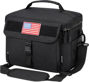 Ronyes Tactical Lunch Box for Men,Large Insulated Lunch Bag with Shoulder Strap,Heavy Duty lunchbox Cooler MOLLE Webbing, Leakproof Pail for Work Camping Fishing-Black