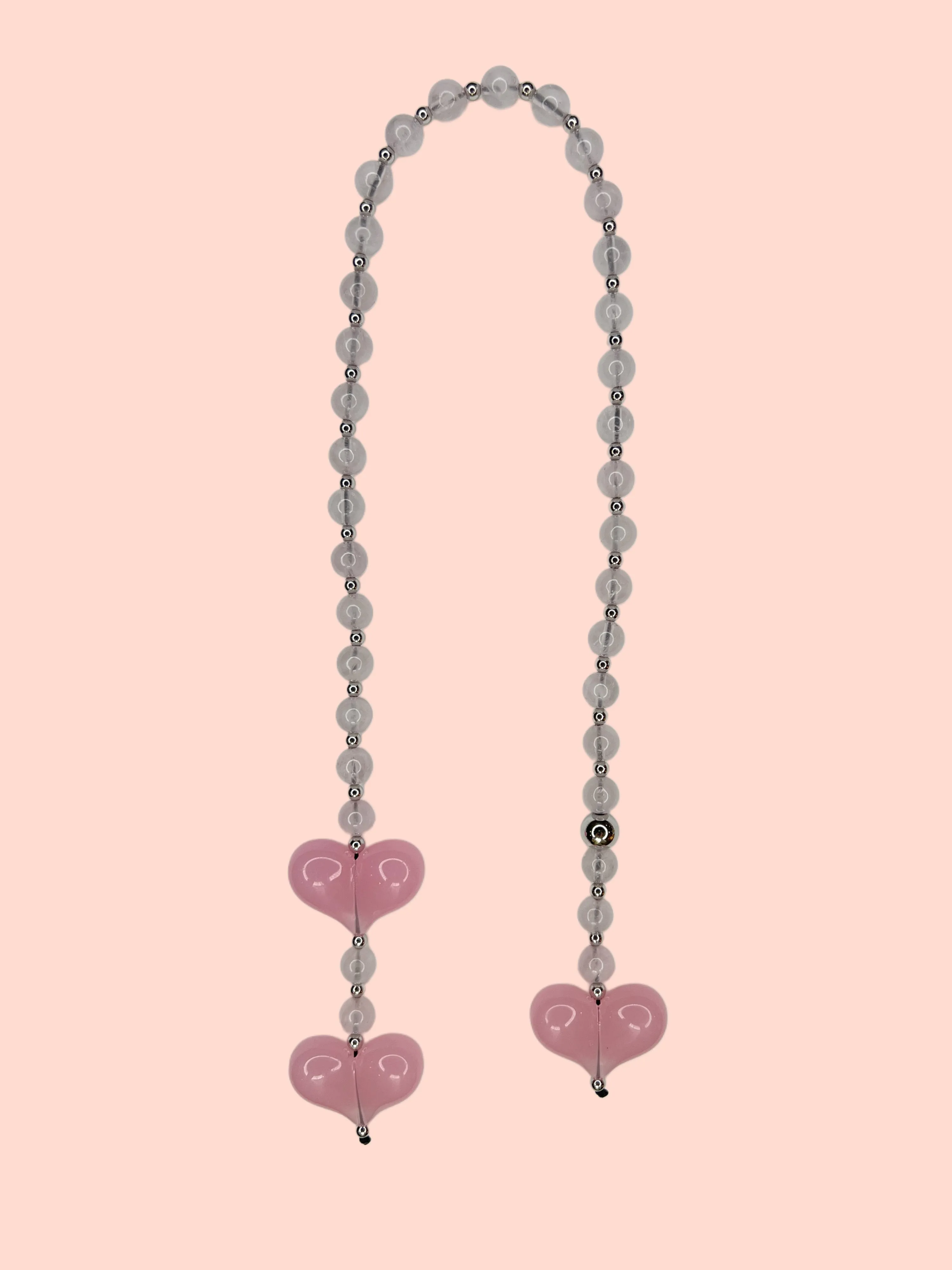 Rosy Kiss Handmade Beaded Heart Bag Charm