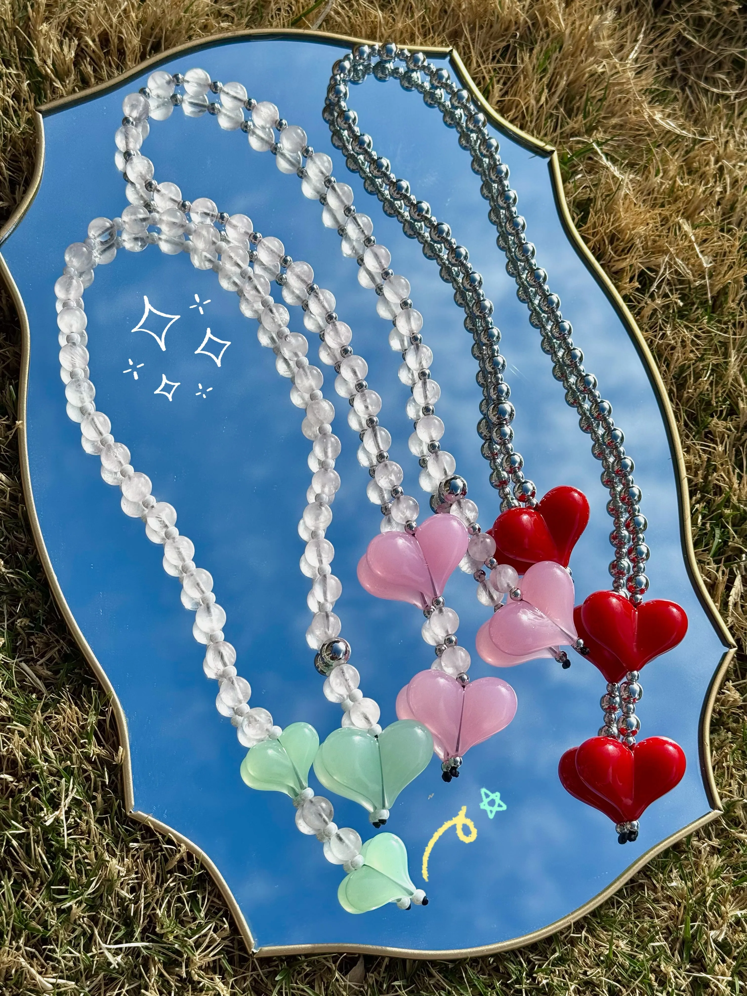 Rosy Kiss Handmade Beaded Heart Bag Charm