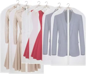 Ruibo Hanging Garment Bags For Storage,Clear Garment Cover,Dress,Suit Bags With Study Full Zipper For Closet Storage And Travel,6 Pack/6pcs