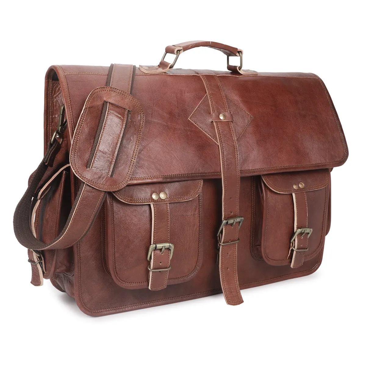 Rustic Brown Leather Messenger Bag