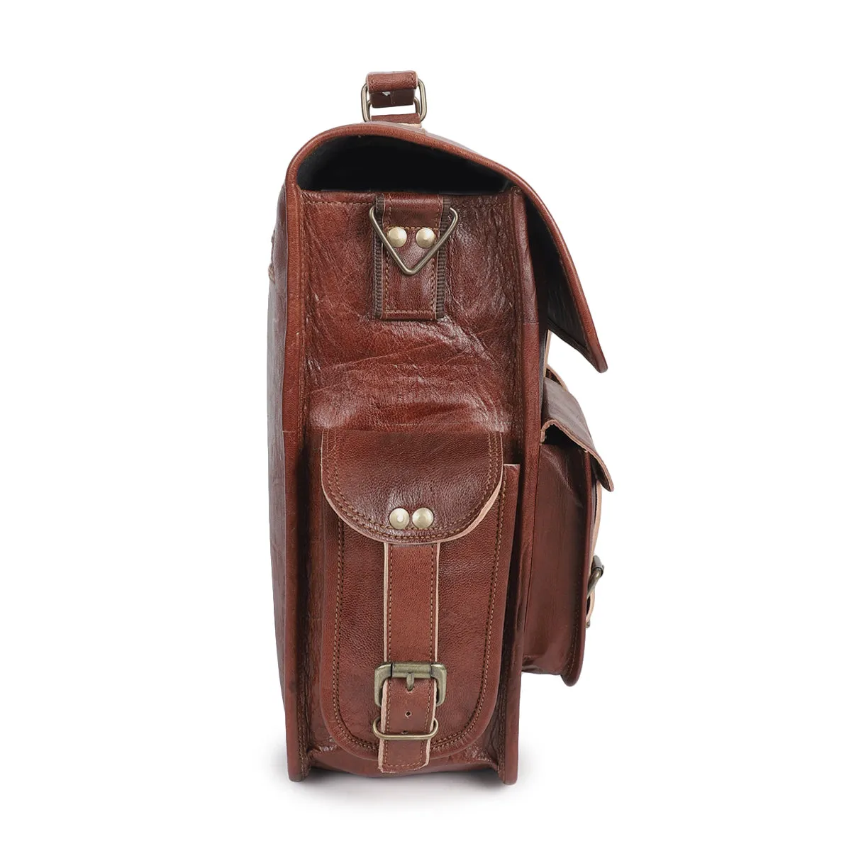 Rustic Brown Leather Messenger Bag