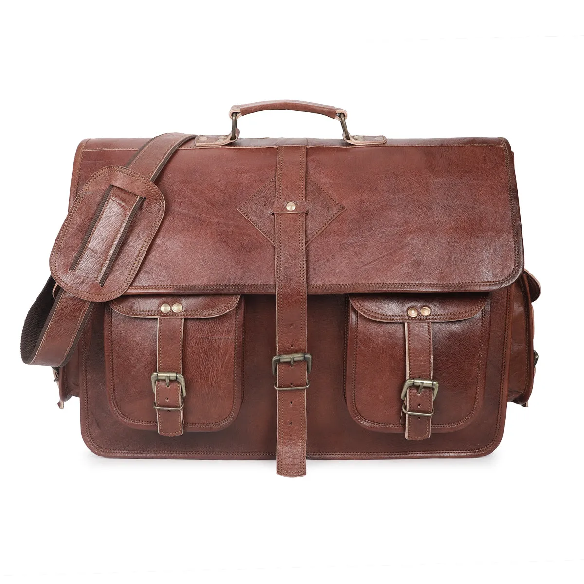 Rustic Brown Leather Messenger Bag