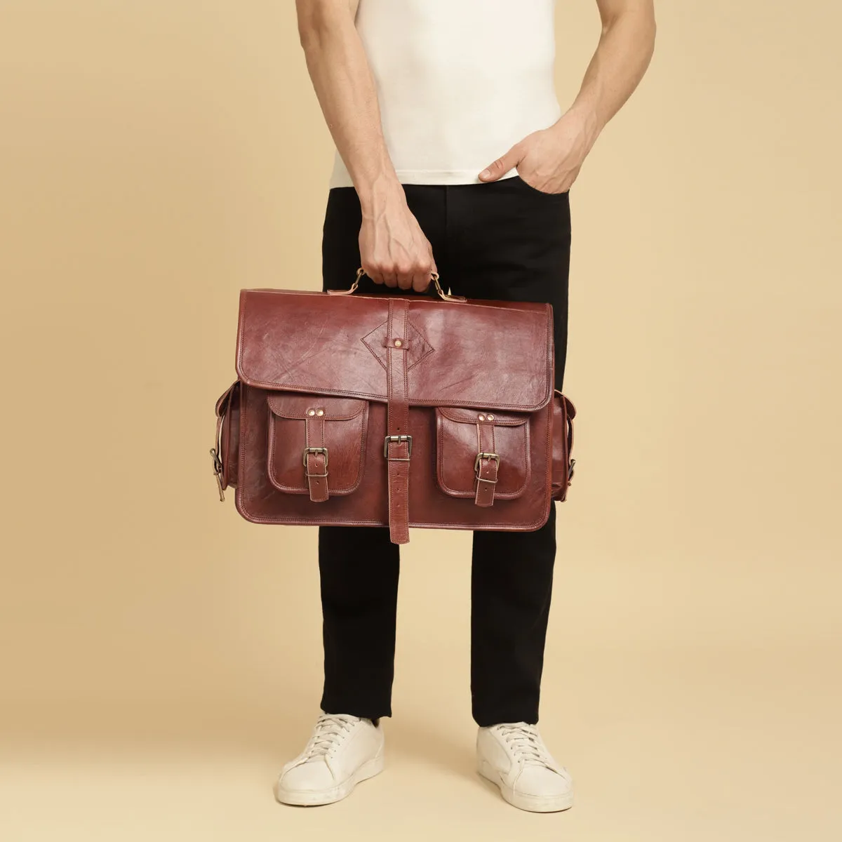 Rustic Brown Leather Messenger Bag