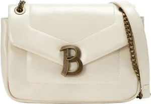 Satchel Bag with Chain Strap, Designer Crossbody Bag with uinique Bronze Metal Logo, Shoulder Bag for Women