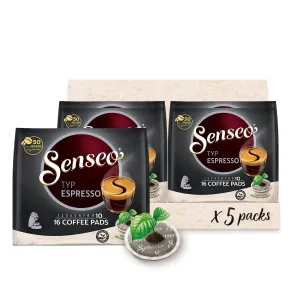 Senseo Espresso Coffee Pods, 80 Count (Pack of 5) Compatible with PeleCom Machines, Hot & Cold Brew, Espresso