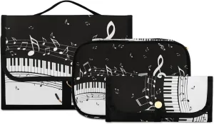 senya Piano Keys Music Note Toiletry Bag Hanging Travel Makeup Bag 3 PCS, Portable Makeup Organizer Cosmetic Bag Clear