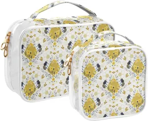 senya Toiletry Bags Bee Hive Honeycomb Daisy Flower, Clear Makeup Organizing Bag for Women Men, Waterproof Makeup Bag Travel Cosmetic Bags for Bathroom, Business, Vacation - 2 Pack