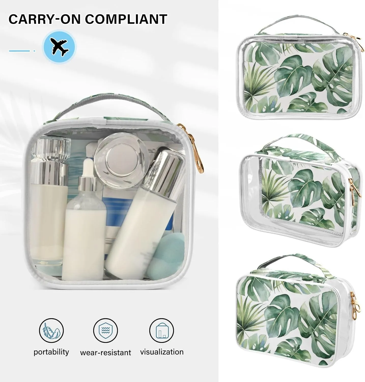 senya Toiletry Bags Bee Hive Honeycomb Daisy Flower, Clear Makeup Organizing Bag for Women Men, Waterproof Makeup Bag Travel Cosmetic Bags for Bathroom, Business, Vacation - 2 Pack