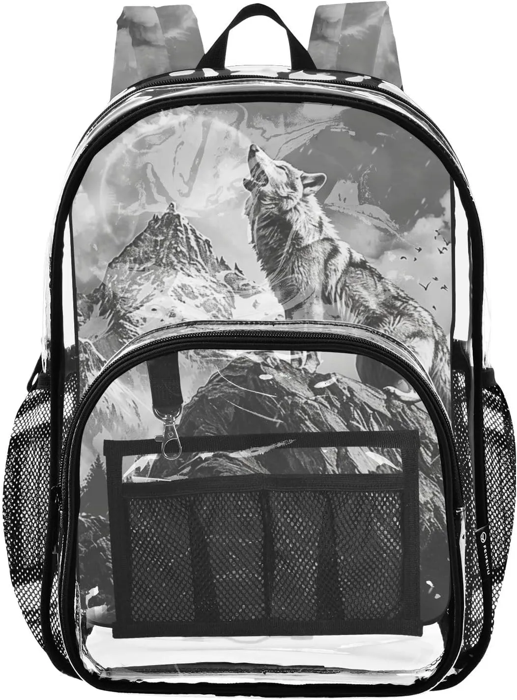 senya Transparent School Bag Wolf Roars Travel Backpack With Water-Resistant PVC Plastic Clear Bagpack
