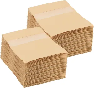SHEUTSAN 200 Pack 6.6 x 9.4 Inch Kraft Stand Up Zip Lock Pouches, 17 x 24cm Brown Resealable Bags with Window, Reusable Kraft Zipper Paper Bags for Food Storage