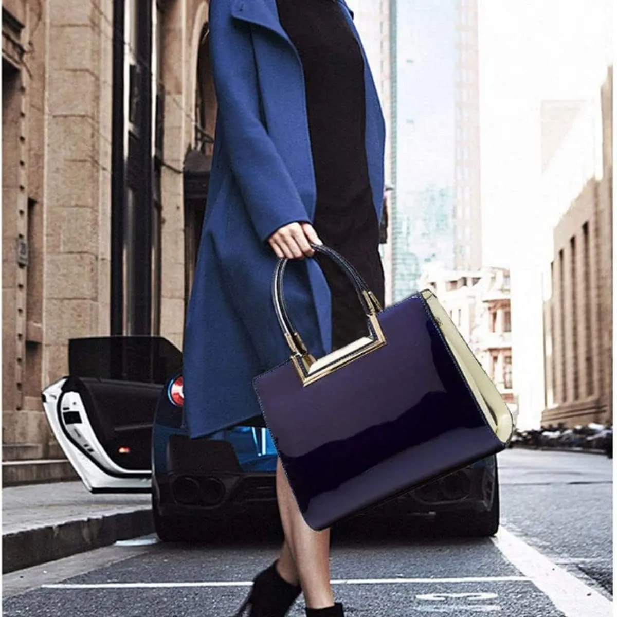 Shiny Patent Leather Handbags Glossy Shoulder Bags Fashion Satchel Purses Party Totes Top Handle Bags for Women