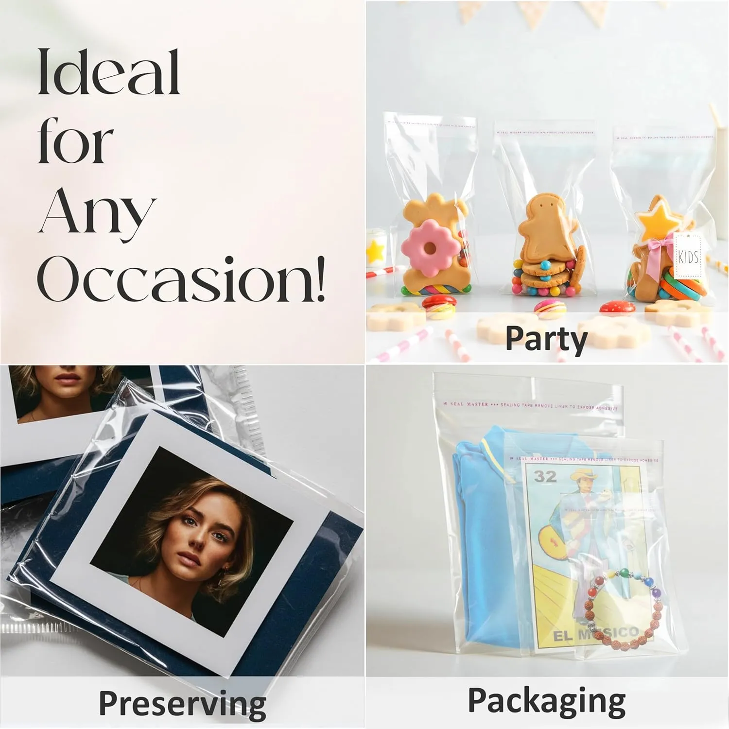 Shop4Mailers 11x14 inches Cellophane Clear Resealable Self Seal Bags for Party Favors, Treat, Presents, Documents, Portraits, Photos, Clothes, Bedding Sheets (1000 Pack)