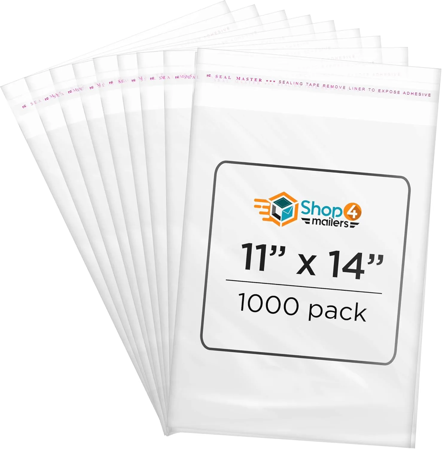 Shop4Mailers 11x14 inches Cellophane Clear Resealable Self Seal Bags for Party Favors, Treat, Presents, Documents, Portraits, Photos, Clothes, Bedding Sheets (1000 Pack)