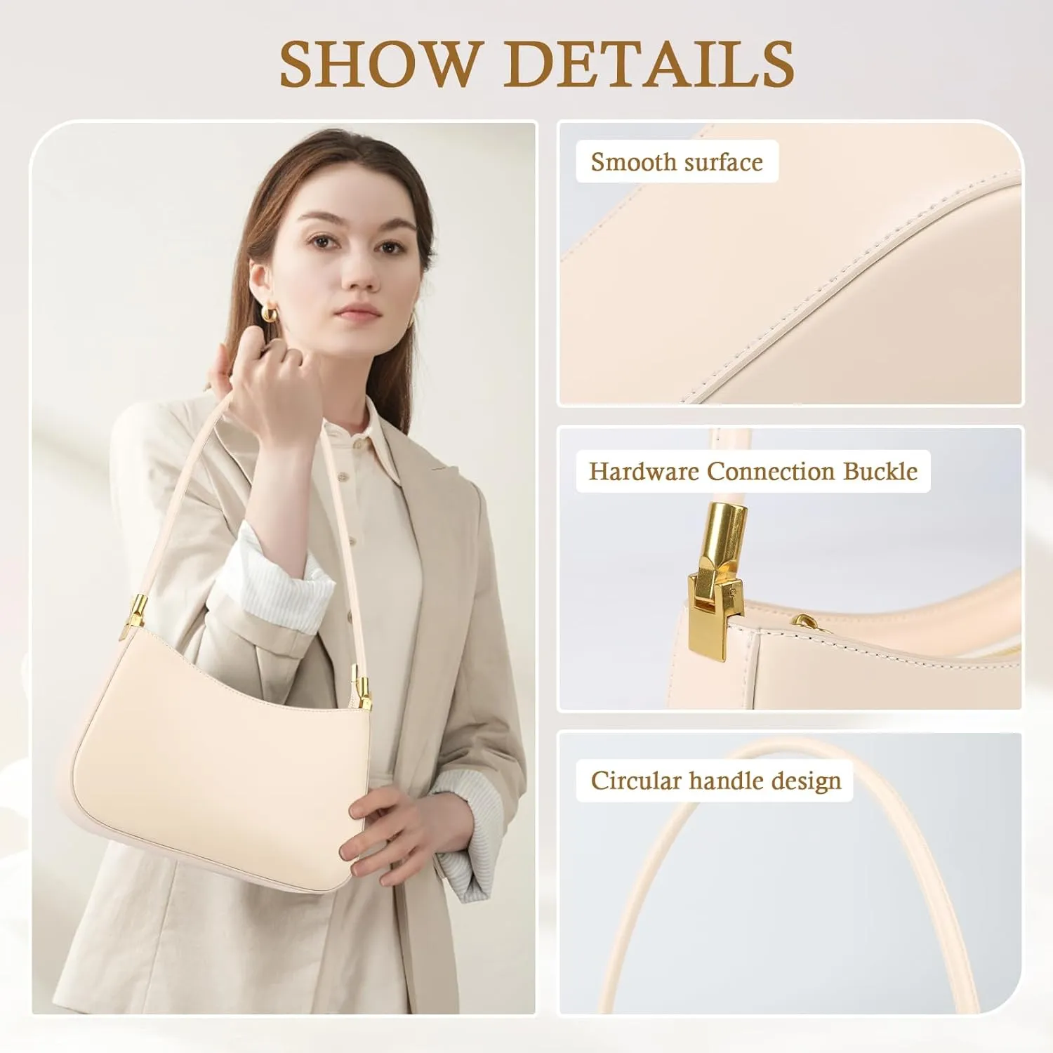 Shoulder Bag Underarm Purse for Women Genuine Leather Handbags for Lady