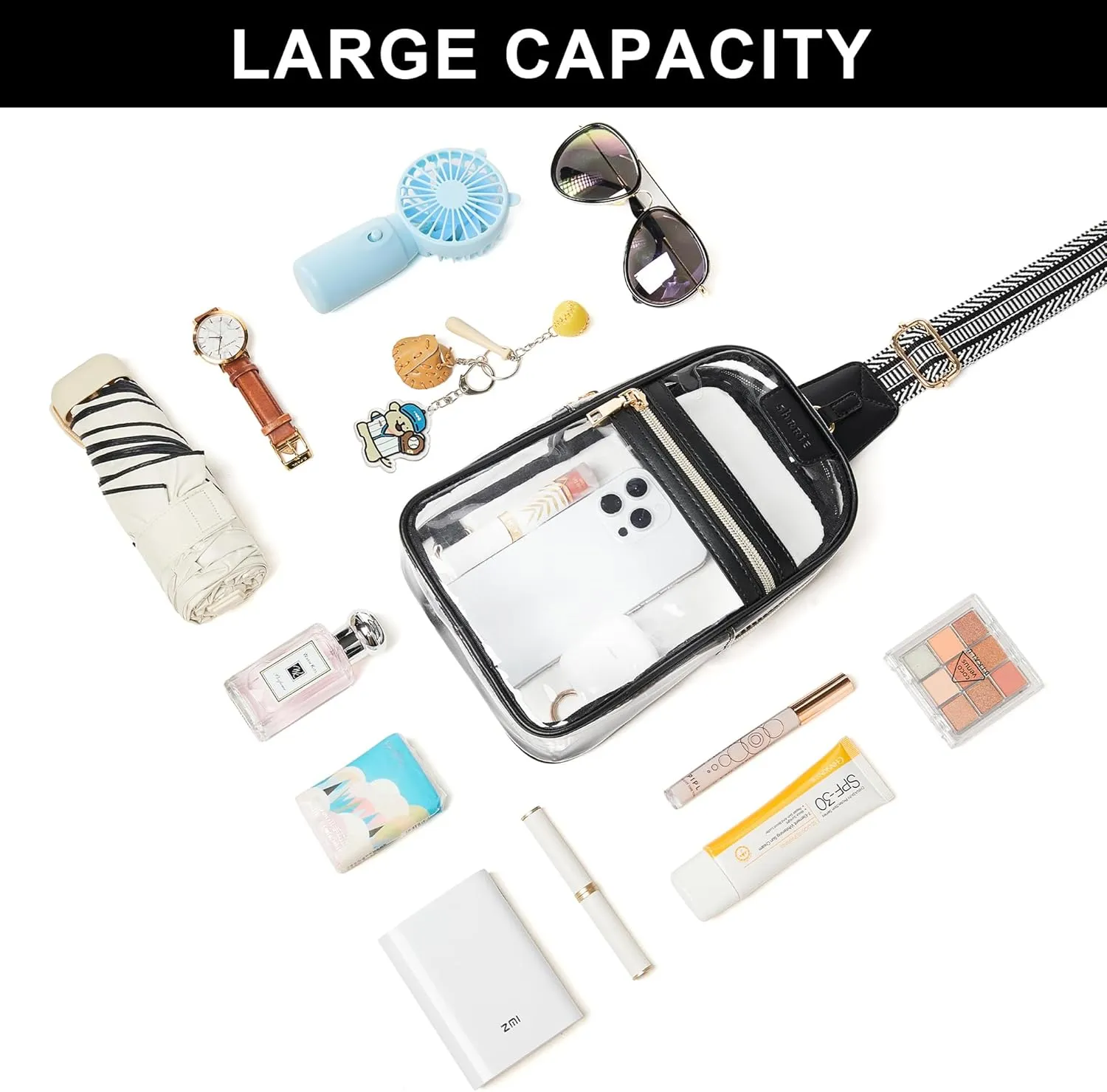 Shrrie Clear Bag for Stadium Events Transparent Crossbody Bag Clear Purse for Women&Men-Stadium Approved, Concerts&Sports
