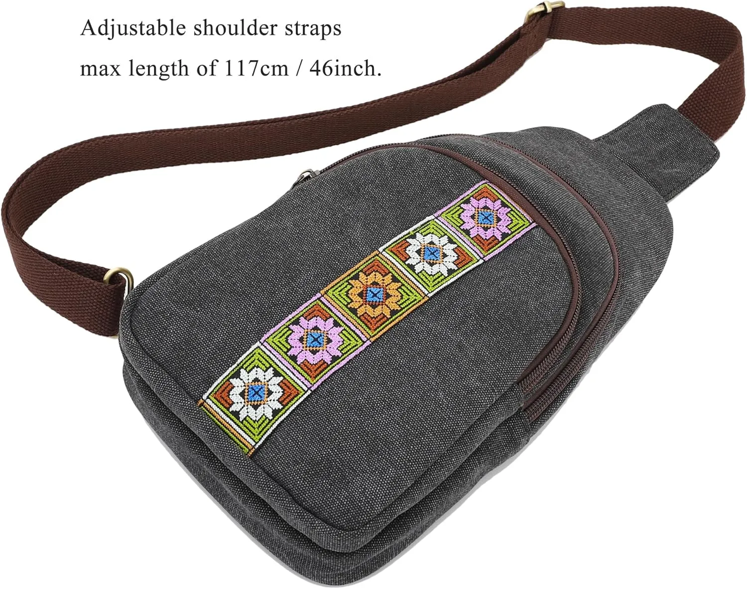 SILKAREA Canvas Sling Bag for Wome Crossbody Purse Small Sling Backpack Purse Travel Hiking Chest Bag Daypack