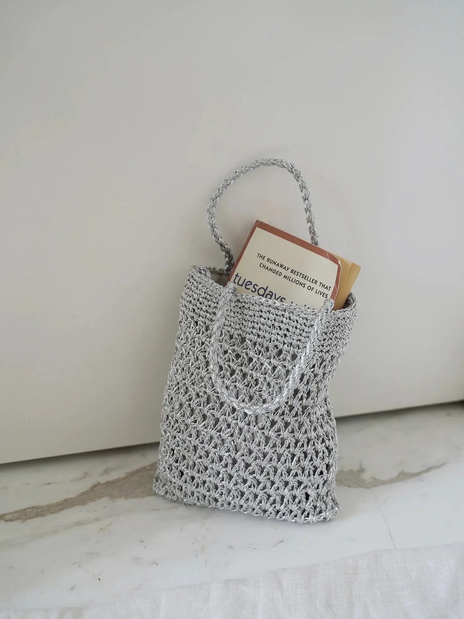 Silver Crochet Tote