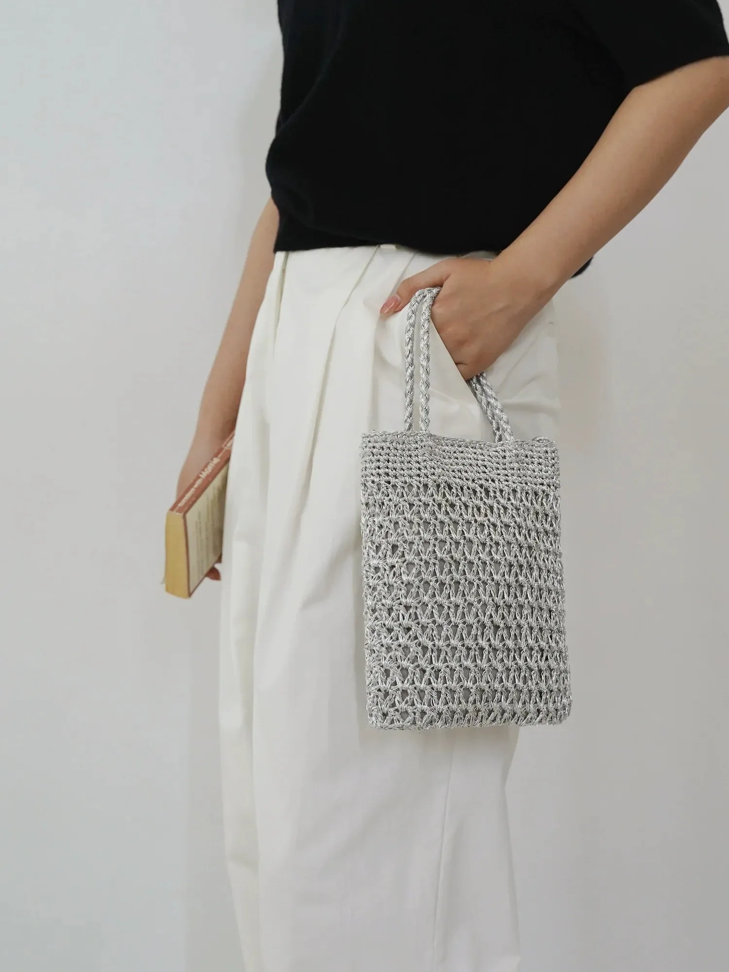 Silver Crochet Tote