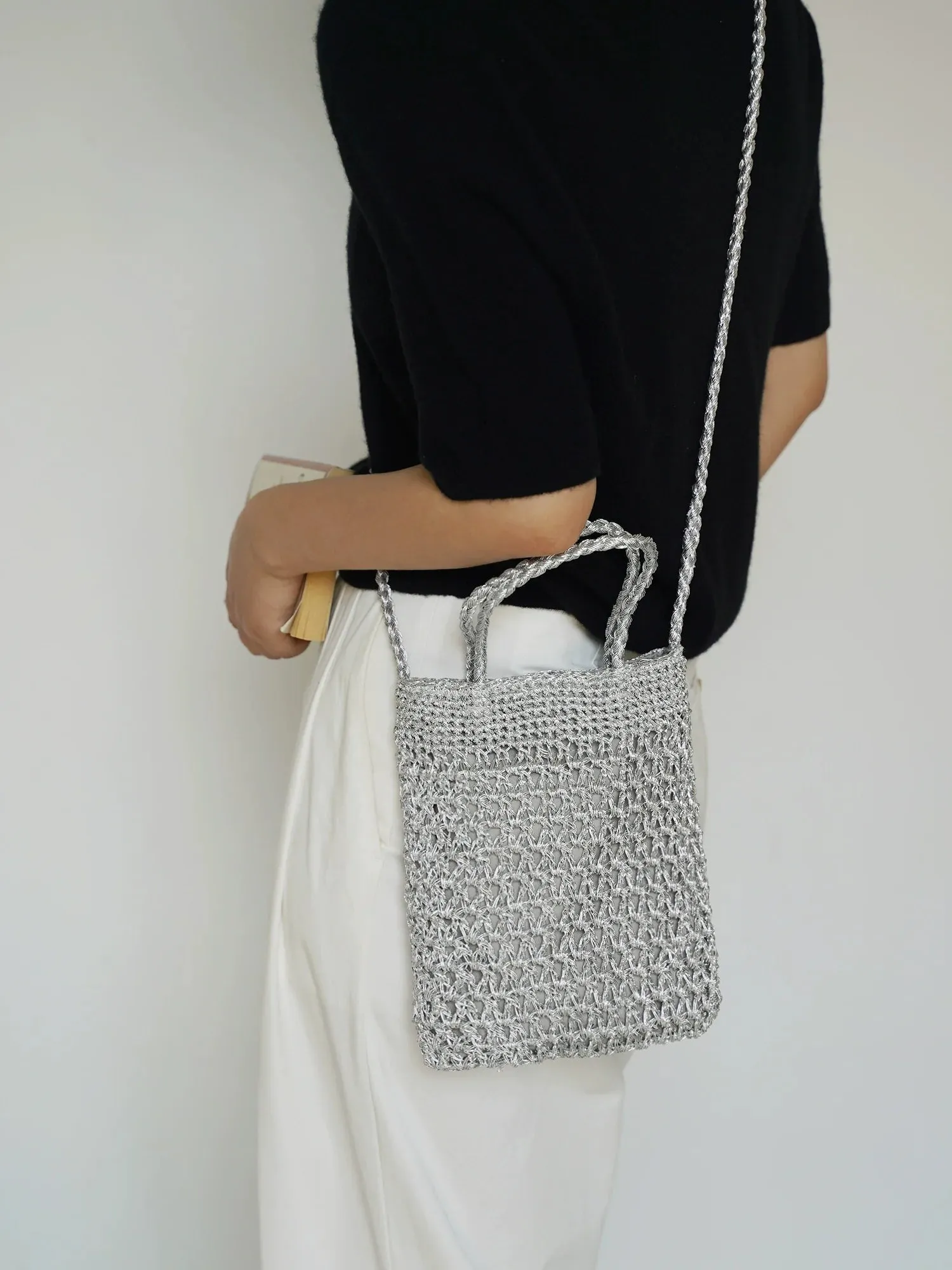Silver Crochet Tote