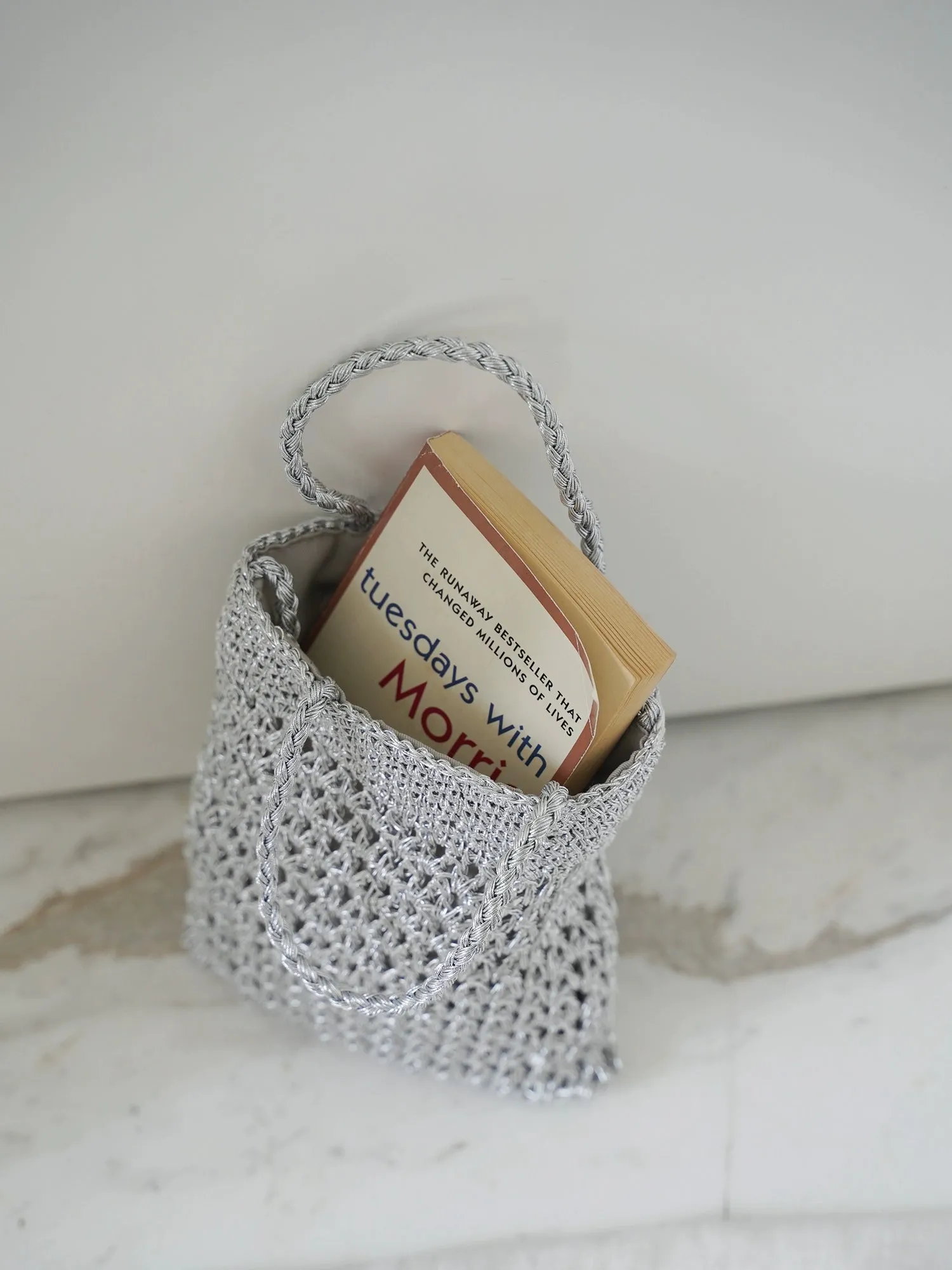 Silver Crochet Tote
