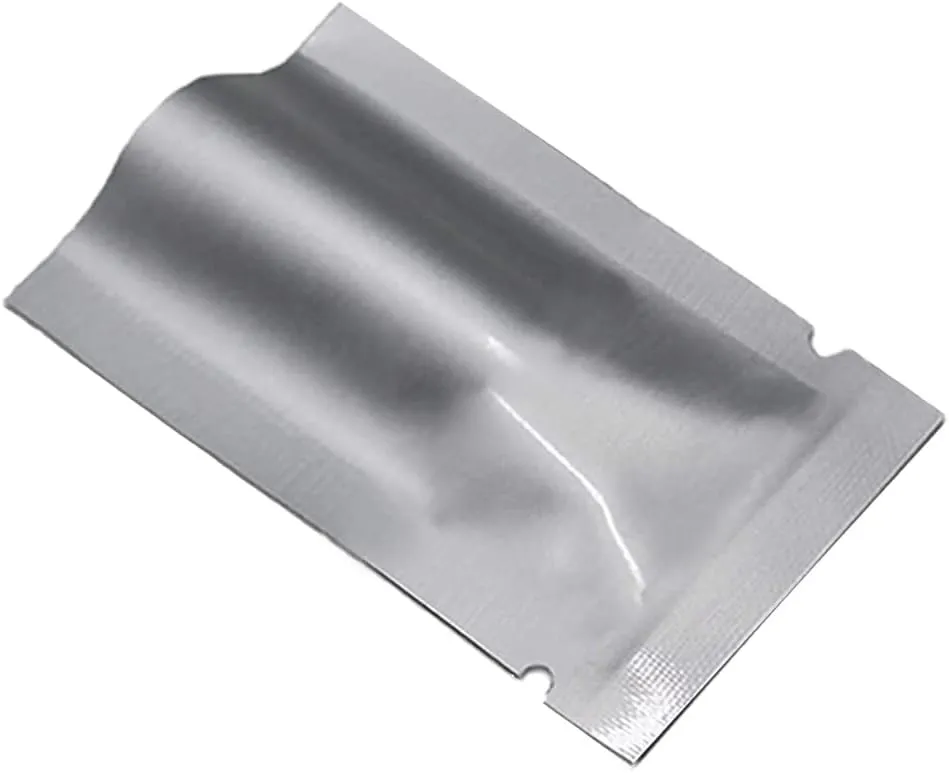 Silver Mylar Bags Pure Aluminum Foil Flat Food Storage Bag 3.9 Mil Open Top Heat Sealing Vacuum Pouch for Coffee Beans Candy with Tear Notch (500, 3.54x5.12 inch)