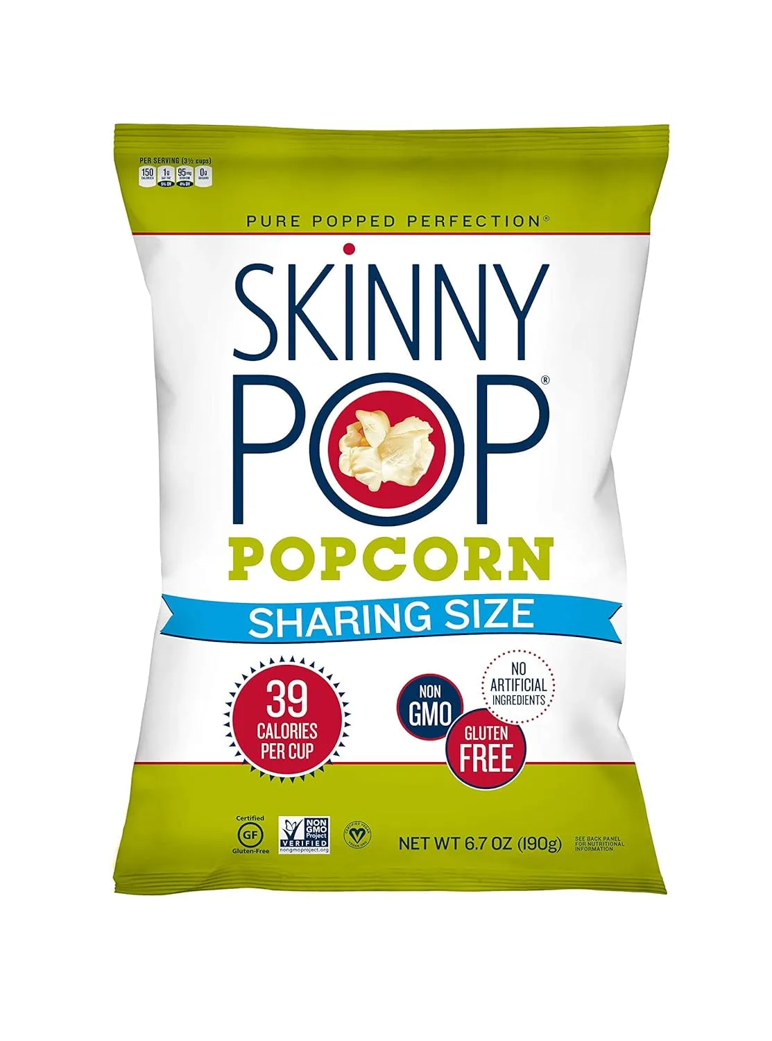 Skinnypop Original Popcorn, 4.4Oz Grocery Size Bags, Skinny Pop, Healthy Popcorn Snacks, Gluten Free