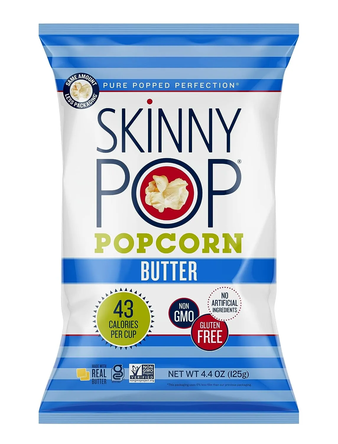 Skinnypop Original Popcorn, 4.4Oz Grocery Size Bags, Skinny Pop, Healthy Popcorn Snacks, Gluten Free