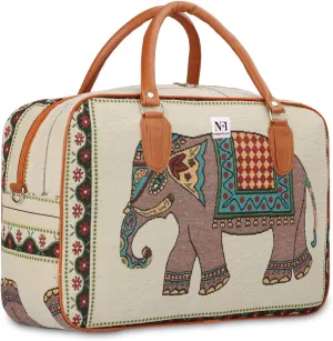 Small Canvas Duffle Travel Bag for Men and Women, Luggage Travelling Bags for Women, Stylish Duffel Cabin Size Air Bag (21L), Beige, 44x16x29cm, Travel Accessories
