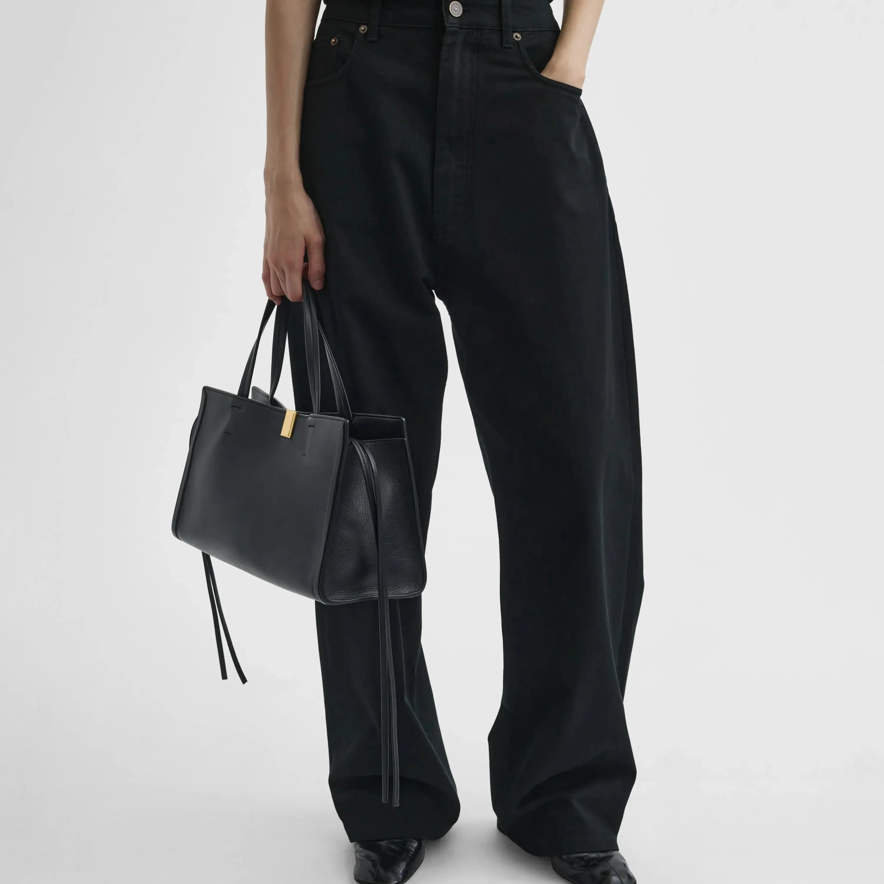 SMALL KIT CABAS | black leather with gold