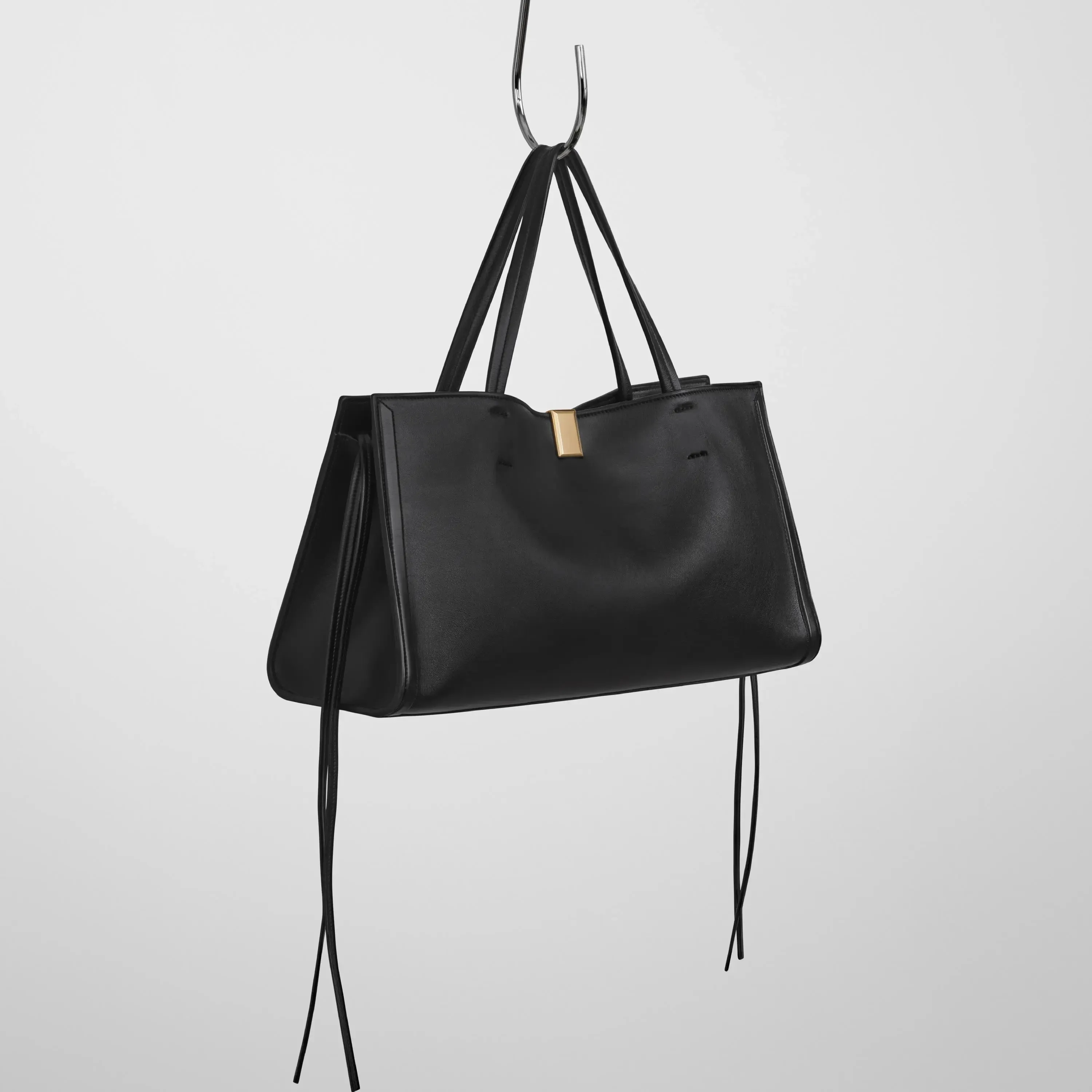 SMALL KIT CABAS | black leather with gold