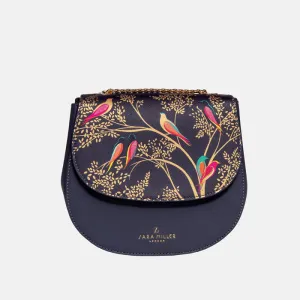Smokey Blue Birds Gold Chain Crossbody Bag