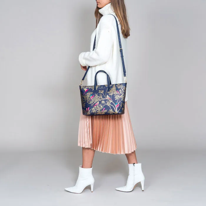 Smokey Blue Birds Medium Tote