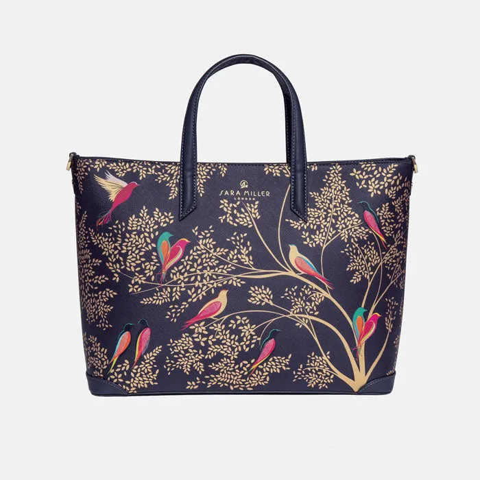 Smokey Blue Birds Medium Tote