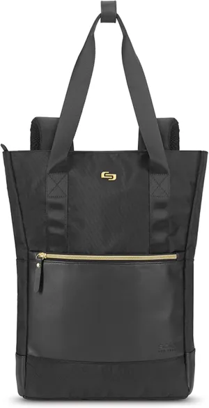 Solo New York Travel Laptop Backpack Tote for Women - Shoulder Bag for Work, Fits 15.6" Computer, Converts from Tote to Backpack, Anti-Theft Pocket, Hideaway Strap - Parker, Black