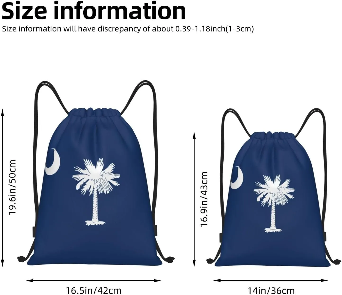 South Carolina Flag print Drawstring Backpack Bags Sack Cinch Tote Sport Storage Polyester Bag for Gym Traveling