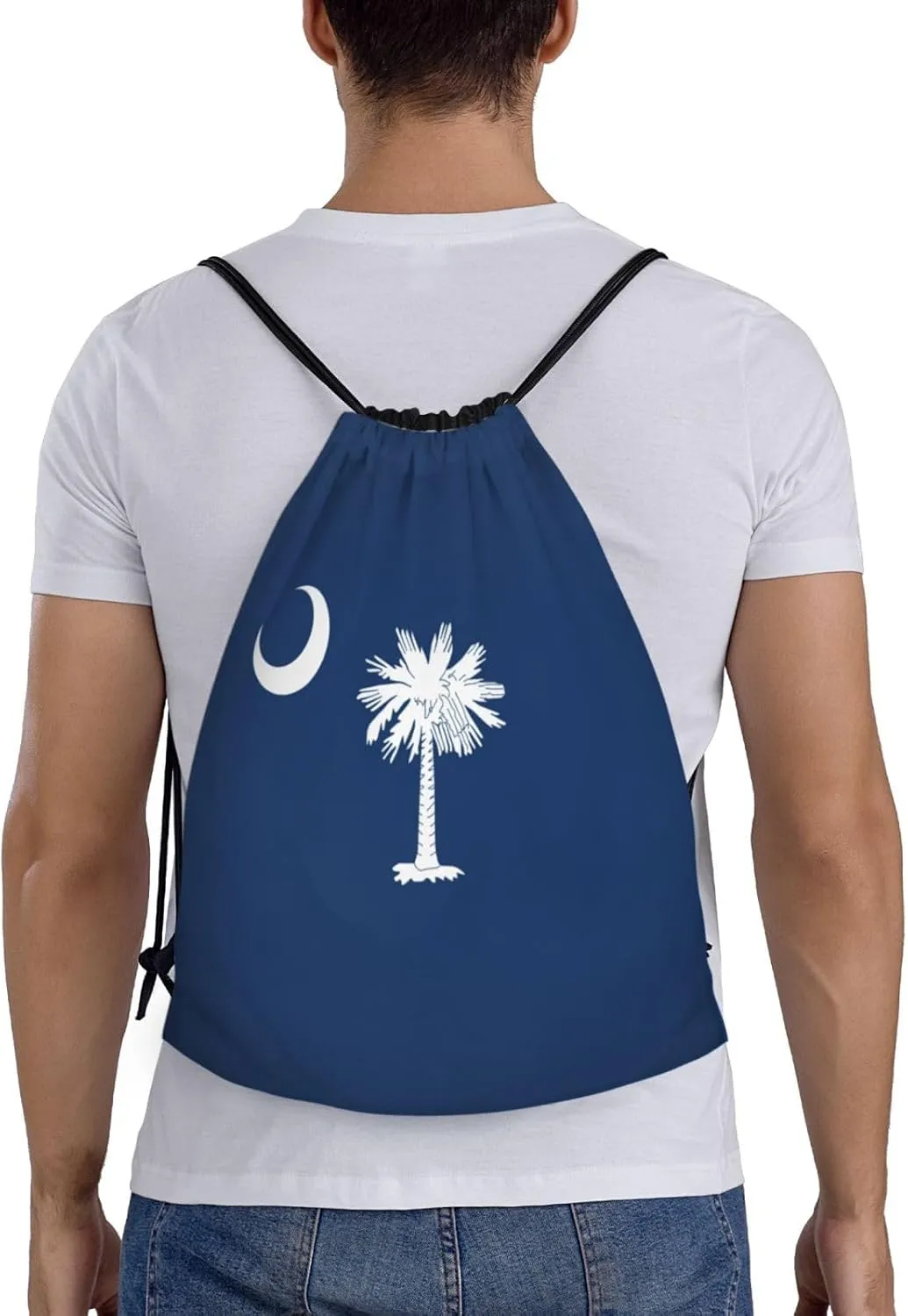 South Carolina Flag print Drawstring Backpack Bags Sack Cinch Tote Sport Storage Polyester Bag for Gym Traveling