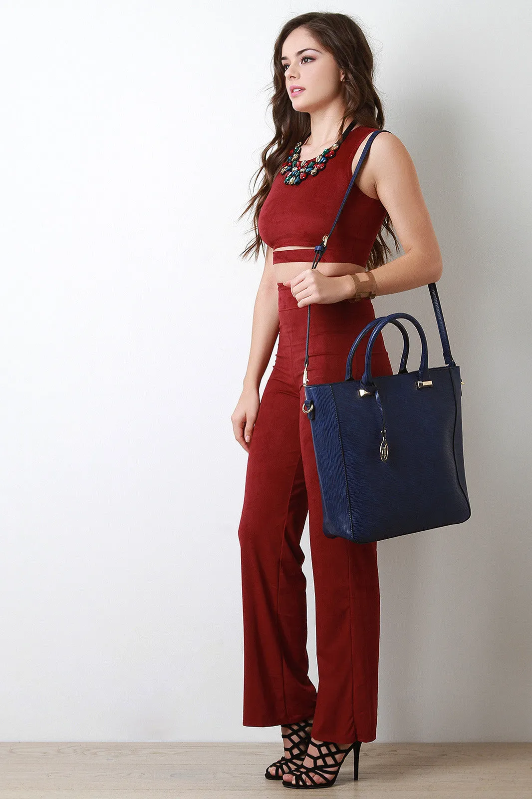 Specialized options Vegan Striated Bag Smart Leather Tote