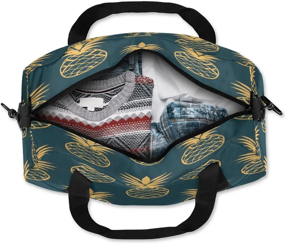Sport Duffel Bag Cute Pineapples Print Kids Gym Bag Weekender Overnight Bags for Boys Girls Teens Carry On Workout Travel Bag