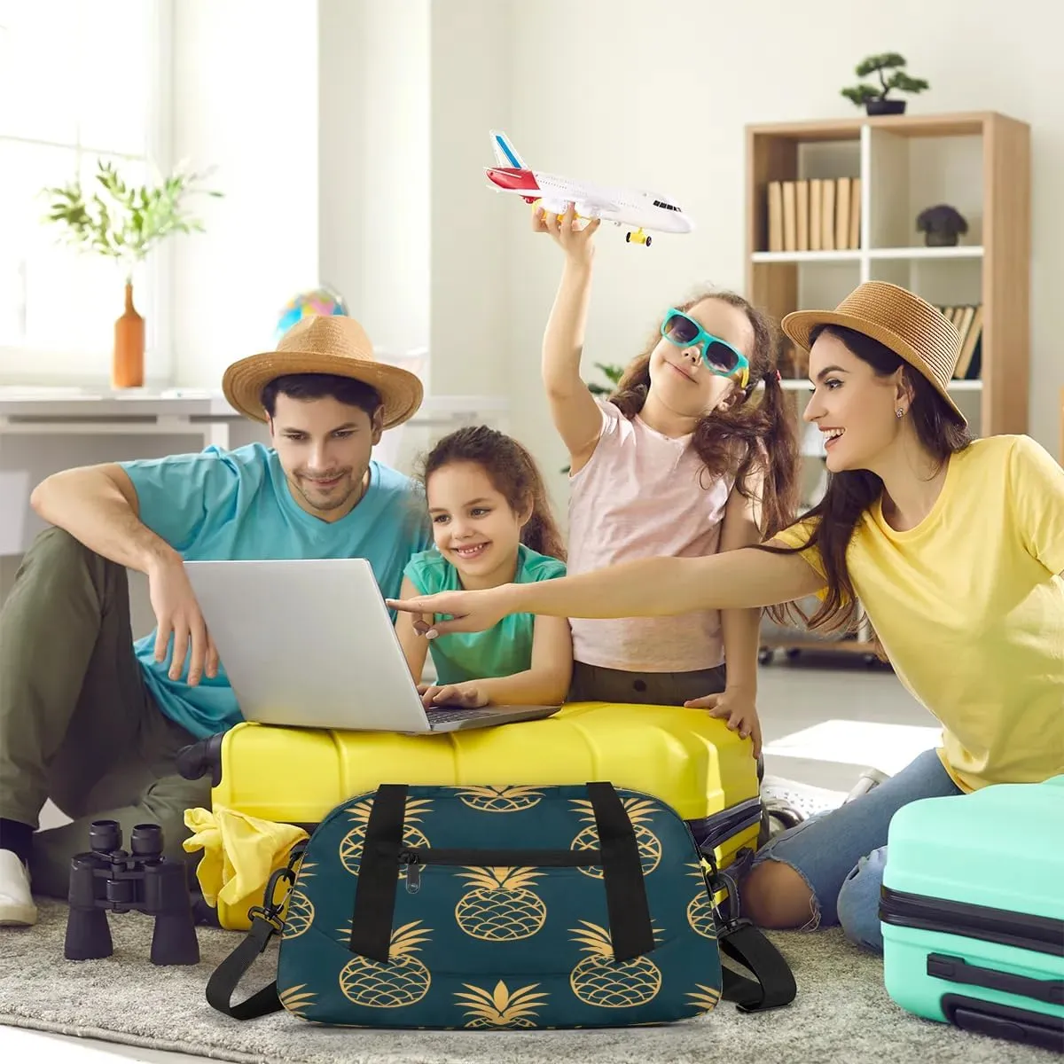 Sport Duffel Bag Cute Pineapples Print Kids Gym Bag Weekender Overnight Bags for Boys Girls Teens Carry On Workout Travel Bag